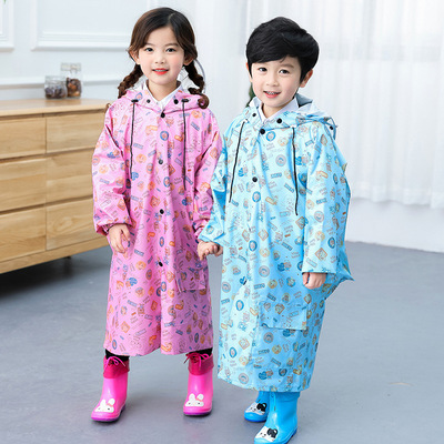 厂家儿童雨衣 大帽檐带书包位 牛津布 宝宝学生雨披 一件代发