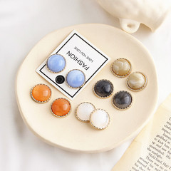DIY手工飾品配件復古多色暈染單面金邊半丸珠子貼片耳飾材料