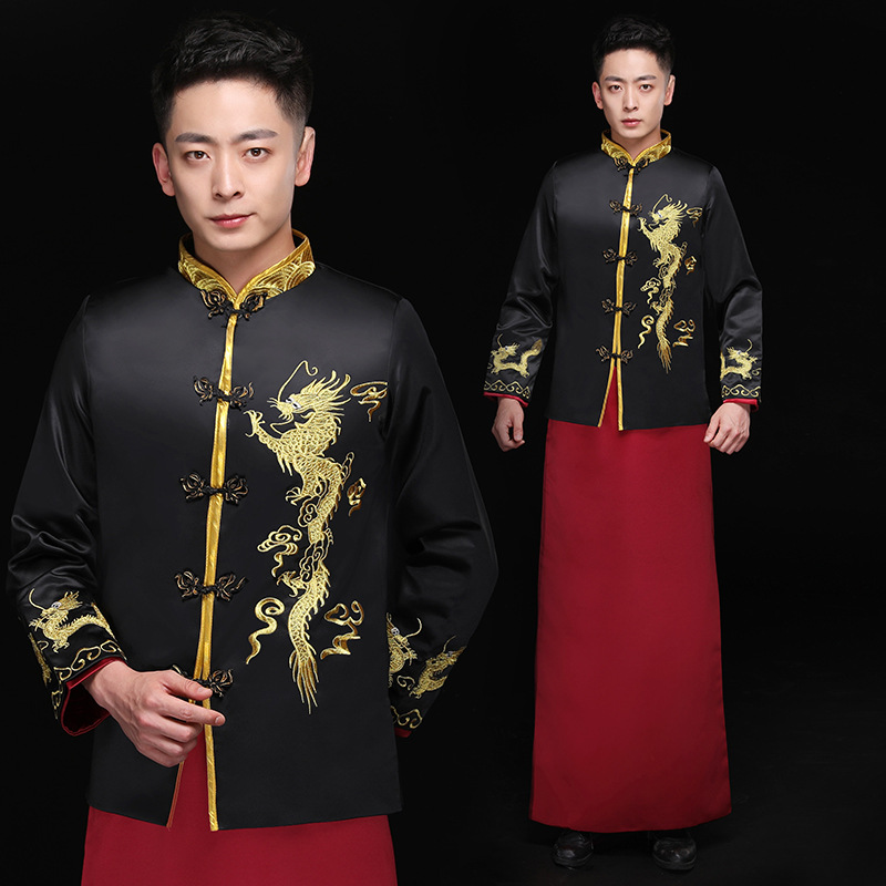 男士秀禾服新款新郎中式礼服表演古装龙凤褂唐装男秀和服批发 阿里巴巴