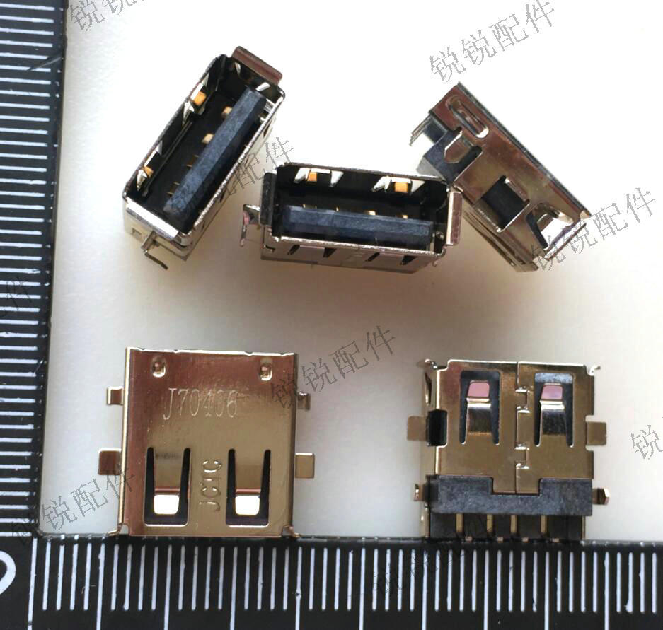USB2.0接口 AF 90度 沉板式 USB母座 4P 前贴后插 卷边 电脑接口-阿里巴巴