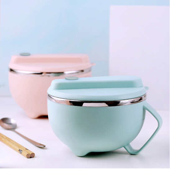 美特家304不锈钢泡面碗隔热保温碗创意学生上班族快餐杯大容量