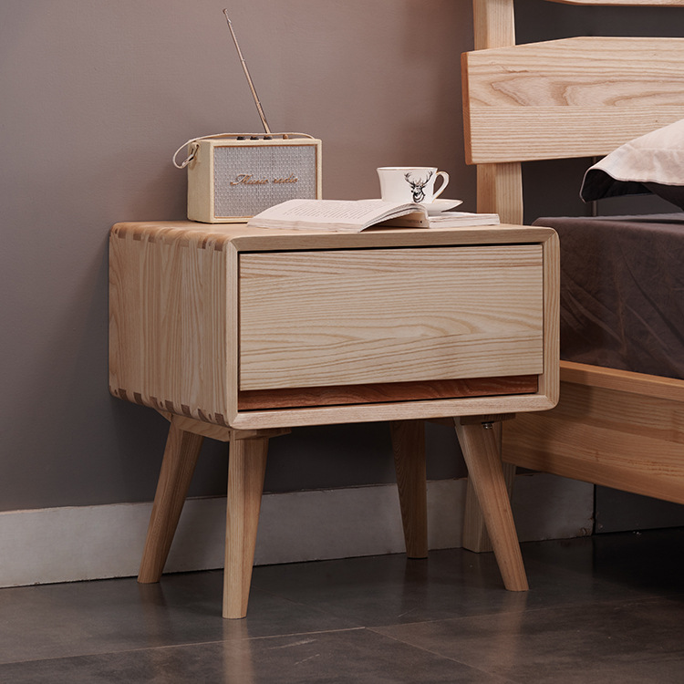 白蜡木北欧床头柜实木床边柜卧室迷你创意简易小柜子日式小储物柜