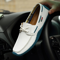 White Bean Men's Shoes Small Size 36 British Leisure Leather Shoes 37 Lazy Driving Shoes 38 Youth Fashion Trendy Shoes