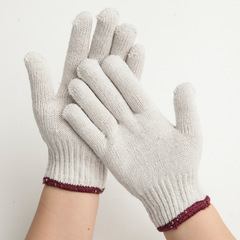 Durable and thickened rough yarn gloves with gauze, large size, wholesale supplier of cotton yarn dirty white cotton line protective gloves