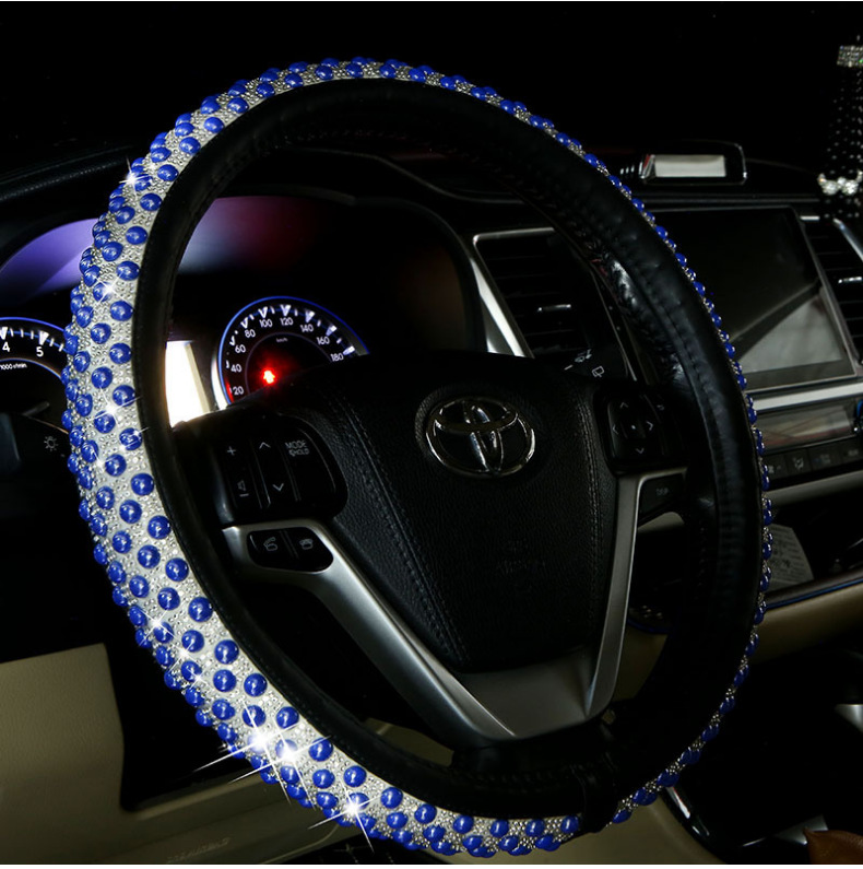Direct factory wholesale cross-border pearl and diamond-studded car steering wheel cover, summer ice-bead anti-slip car interior handle cover