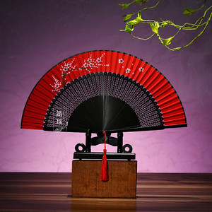 Chinese Fan Chinese Hanfu hand Fan handmade dance fan performance fan with pendant classic folding fan