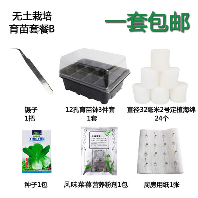 幸运买家 水培叶菜果蔬花卉可用带营养液 园艺 无土栽培育苗套餐B|ru