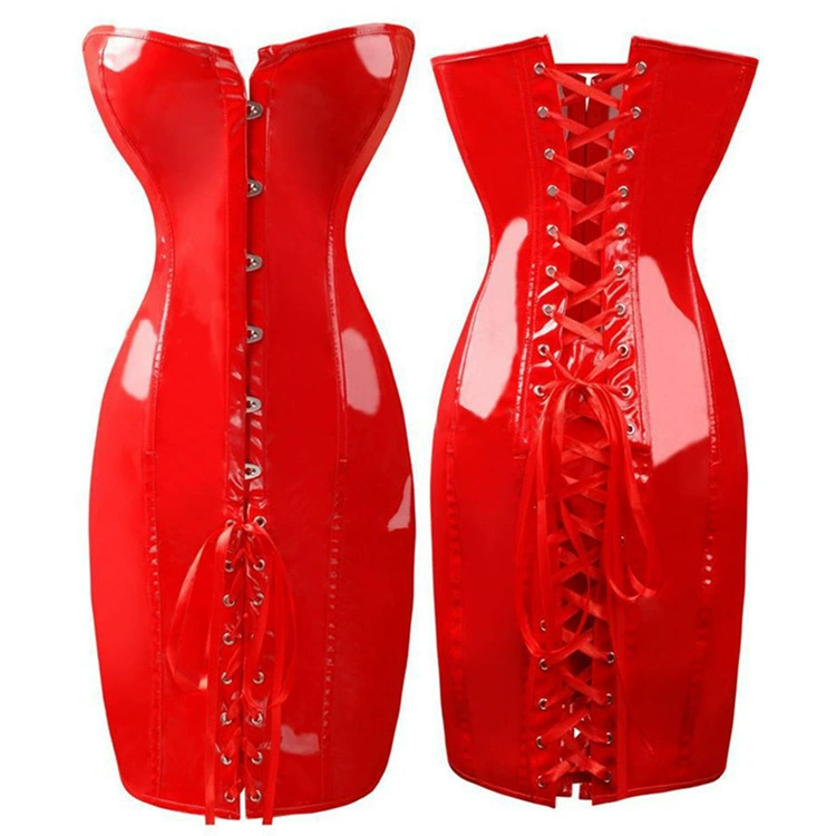 PVC-корсетный талия-тренер платье, женское shapewear, шнуровка, размеры S–XXL