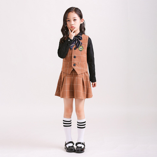 Kindergarten uniforms, spring and autumn clothing, children's college style vest suits, primary school uniforms, class uniforms, customized LOGE