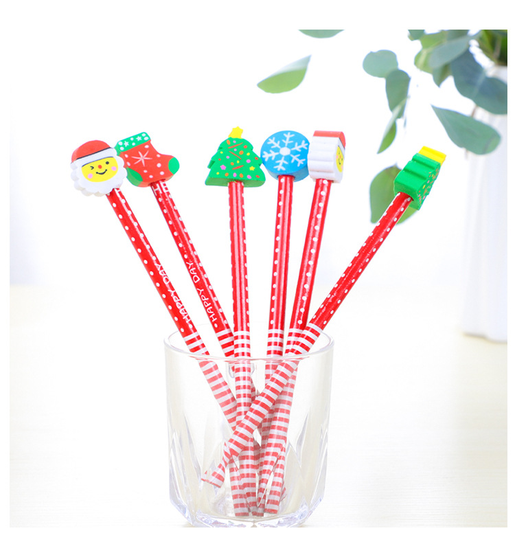 23g Weight Learning Occasion Cartoon Christmas Pencil Cute Eraser Student Studying Stationery 1 Piece