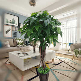 特价真杆发财树仿真假植物人造装饰树橱窗展台布景办公室落地盆景