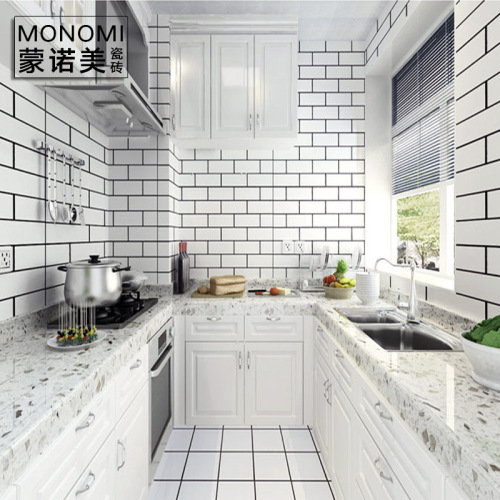 Foshan tiles Nordic small white brick bread tiles bathroom wall tiles kitchen bathroom toilet tiles glazed tiles