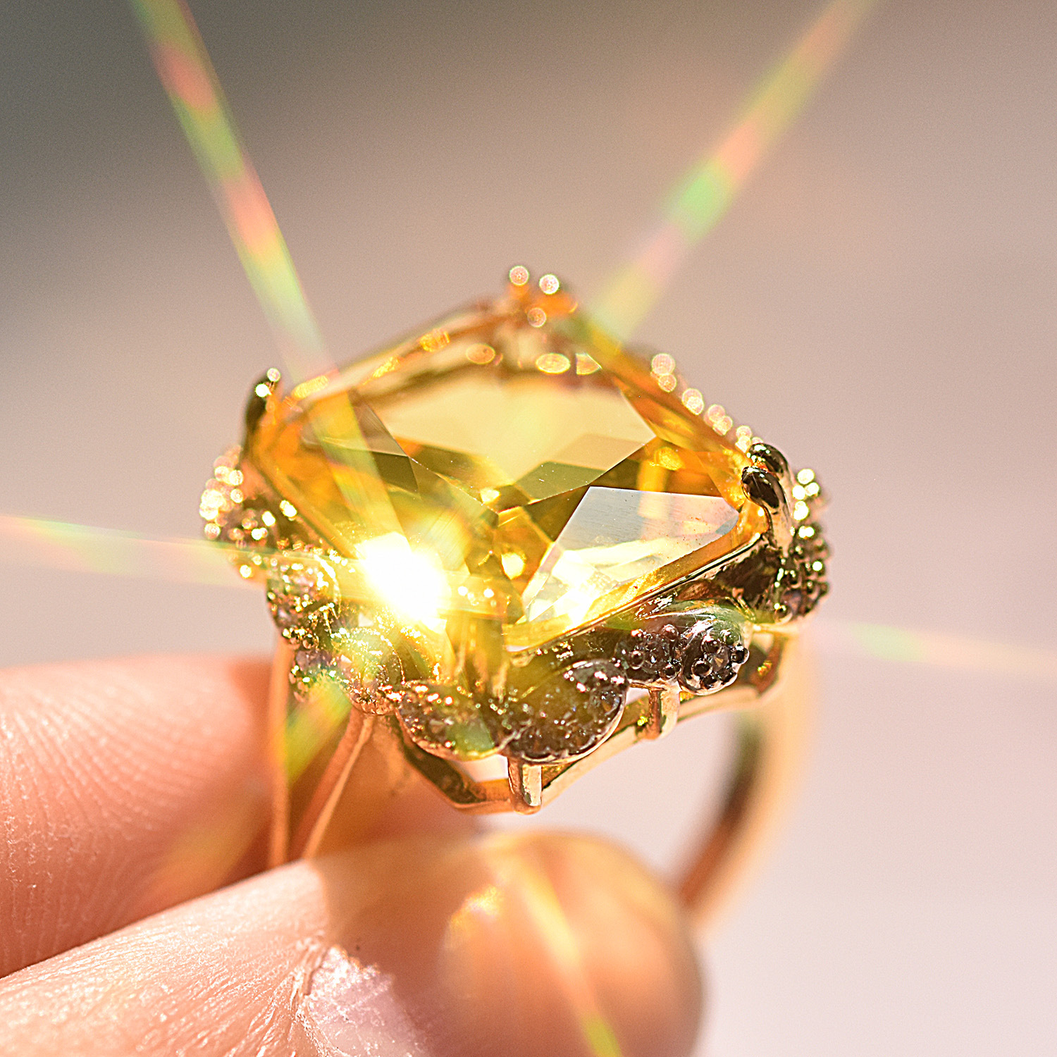 Fashion Geometric Copper Inlay Zircon Rings 1 Piece