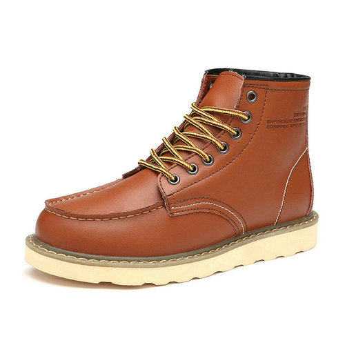 Cross-border Martin boots men's British casual trendy high-top shoes genuine leather couple work boots large leather shoes