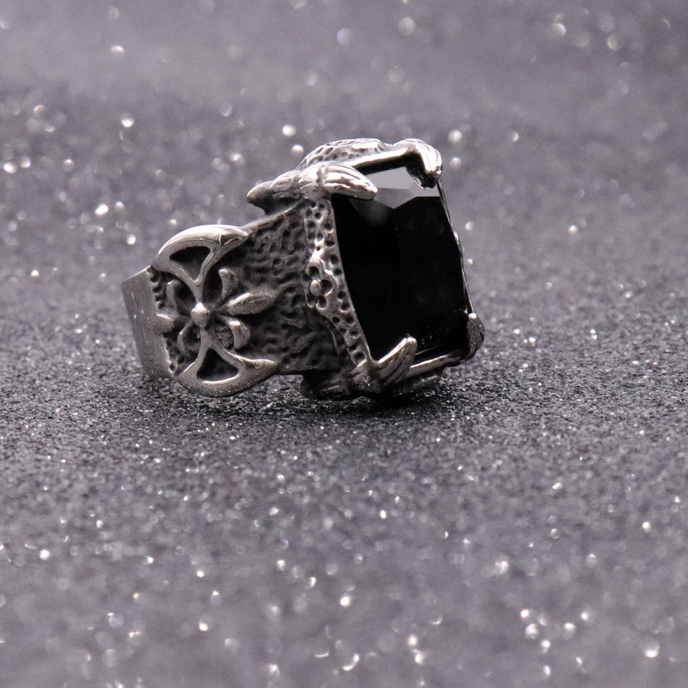 1 Piece Quantity Holiday, Daily Occasion Hip-Hop Retro Square Titanium Steel Inlay Artificial Gemstones Men's Rings