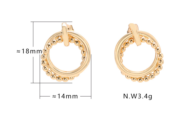 Simple Gold-plated Bead Circle Earrings Wholesale display picture 1