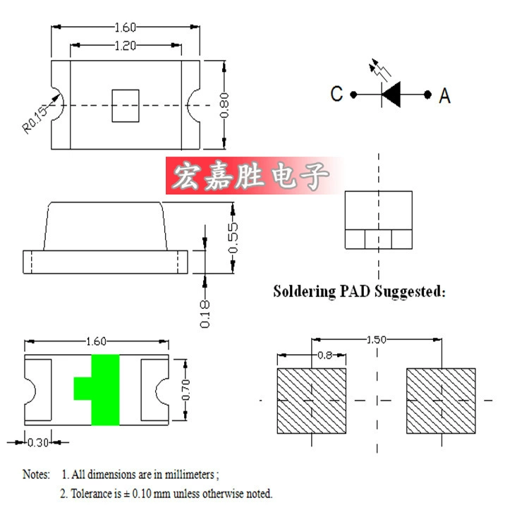 0603 Синий синий свет LTST-C191TBKT Made in Taiwan SMD LED