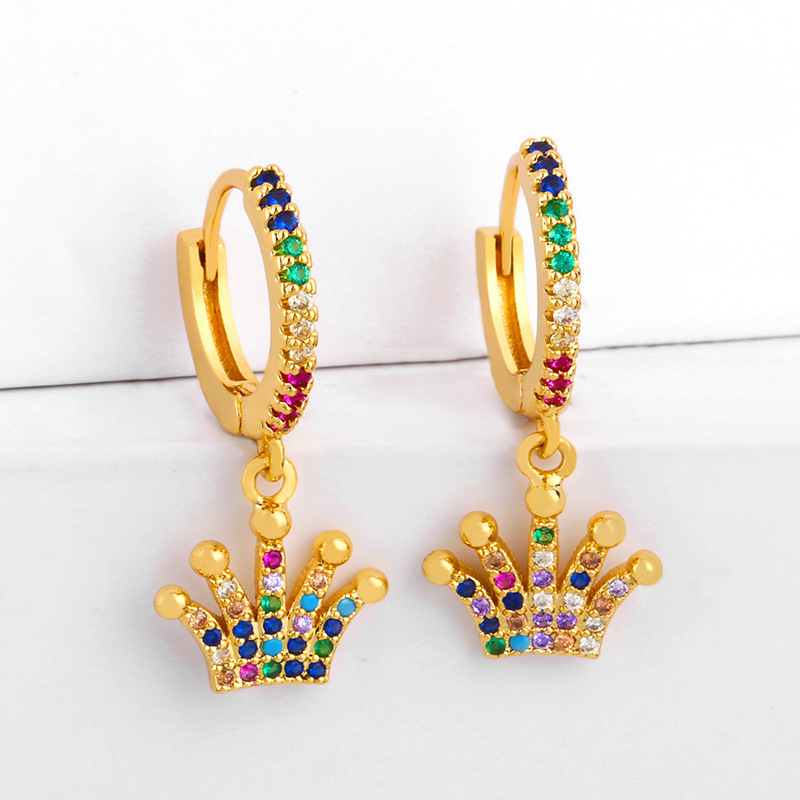 Finger Victory Gesture Earrings Female Colorful Zircon Earrings Personality Fashion Earrings display picture 4