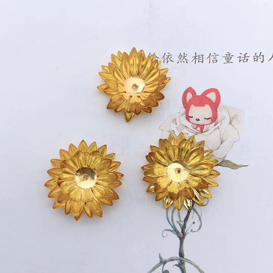 DIY发饰饰品配件 28mm四层莲花花托 古风材料新娘头饰发簪配件