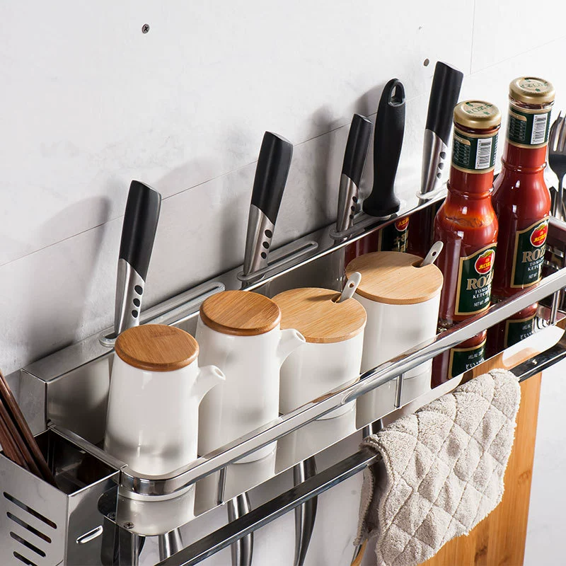 SUS304 Stainless Steel Kitchen Set the Shelf Multifunctional Seasoning Storage Shelf