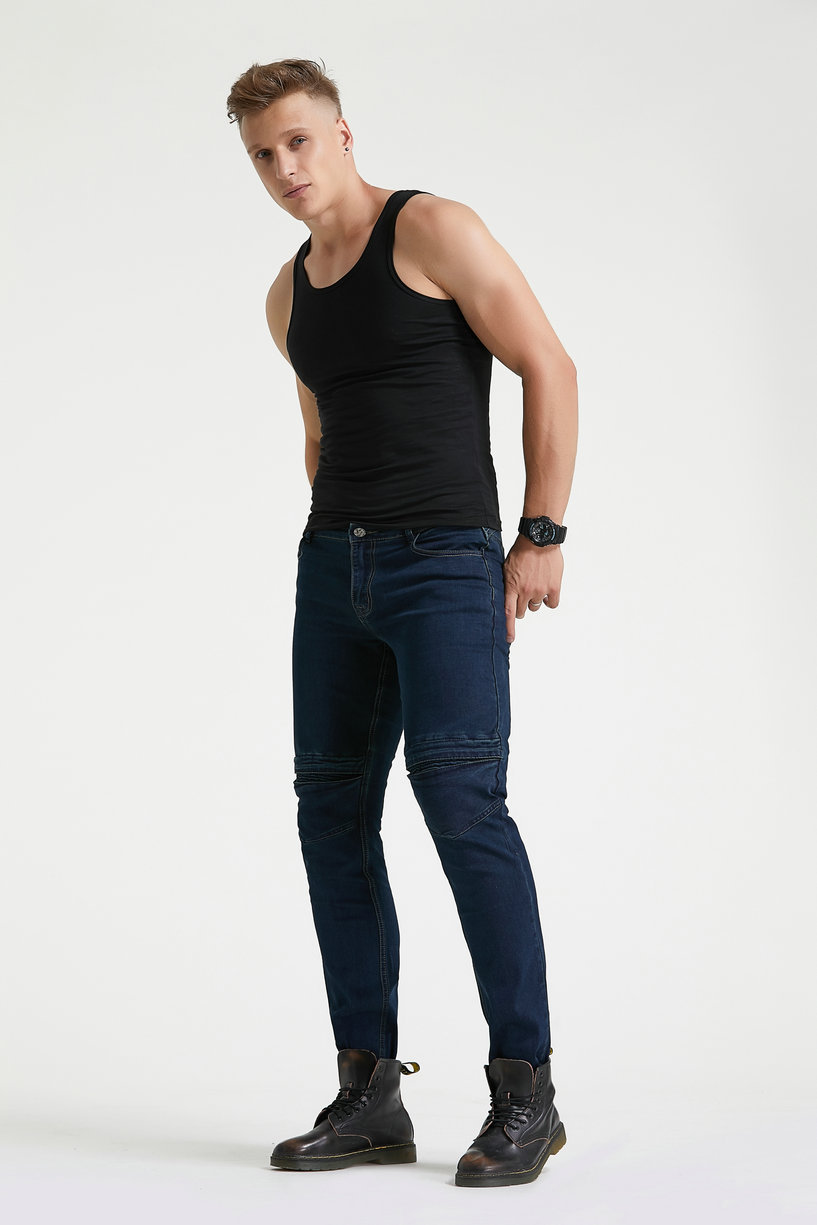 Loong biker motocicleta pantalones vaqueros resistentes a la caída de alta elástica protectora motocicleta pantalones casuales 114-10