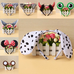 萬聖節裝飾道具動物頭飾 牛角毛絨發箍 髮飾 惡魔角頭箍廠家批發