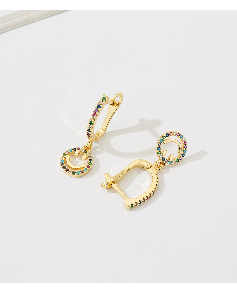 Colored Zircon Earrings Female Alloy Diamond Earrings display picture 3