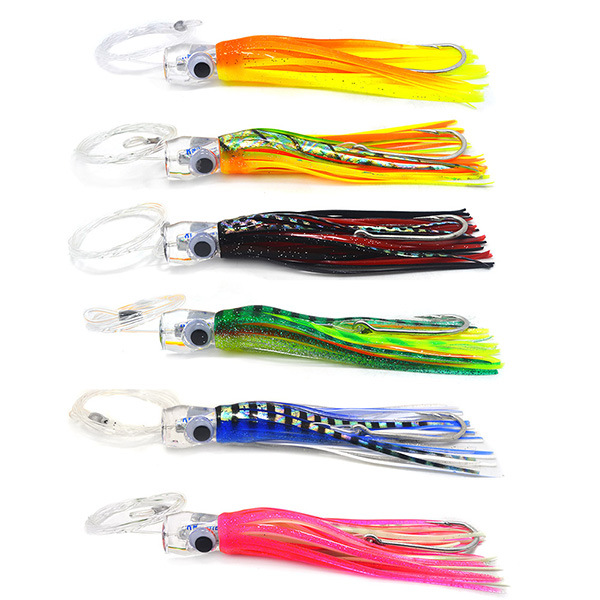 6 Colors Fishing Lures Squid Skirts Octopus Lures Soft Plastic Trolling Skirt Lure Kit Saltwater Fishing Bait for Bass Trout