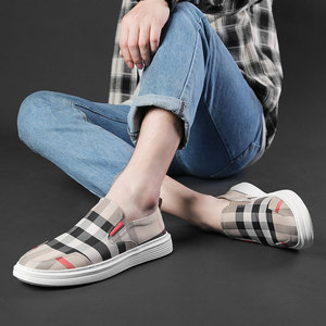 夏季帆布鞋男士韩版潮流休闲鞋一脚蹬男鞋百搭板鞋厂家一件代发