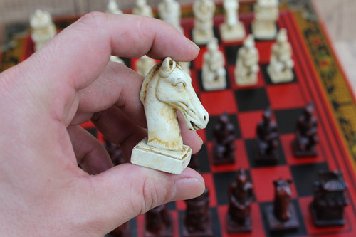 Cross-border creative chess desktop three-dimensional chess terracotta warriors chess pieces wooden chessboard cartoon characters