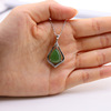 Retro jasper heart shaped, necklace, fashionable pendant, accessory, silver 925 sample, wholesale