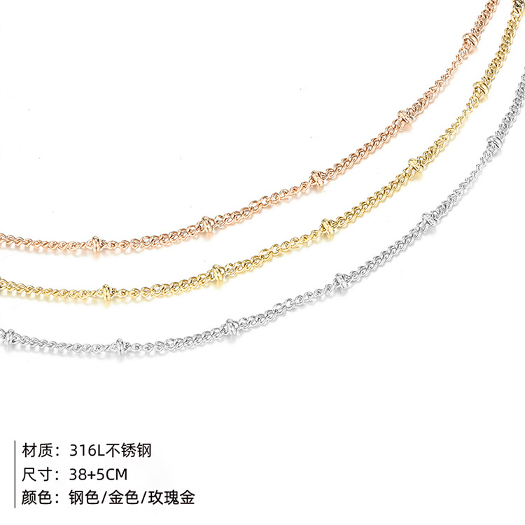 Fashion 316l New Crystal Beaded Multi-layer Stainless Steel Short Necklace For Women display picture 2