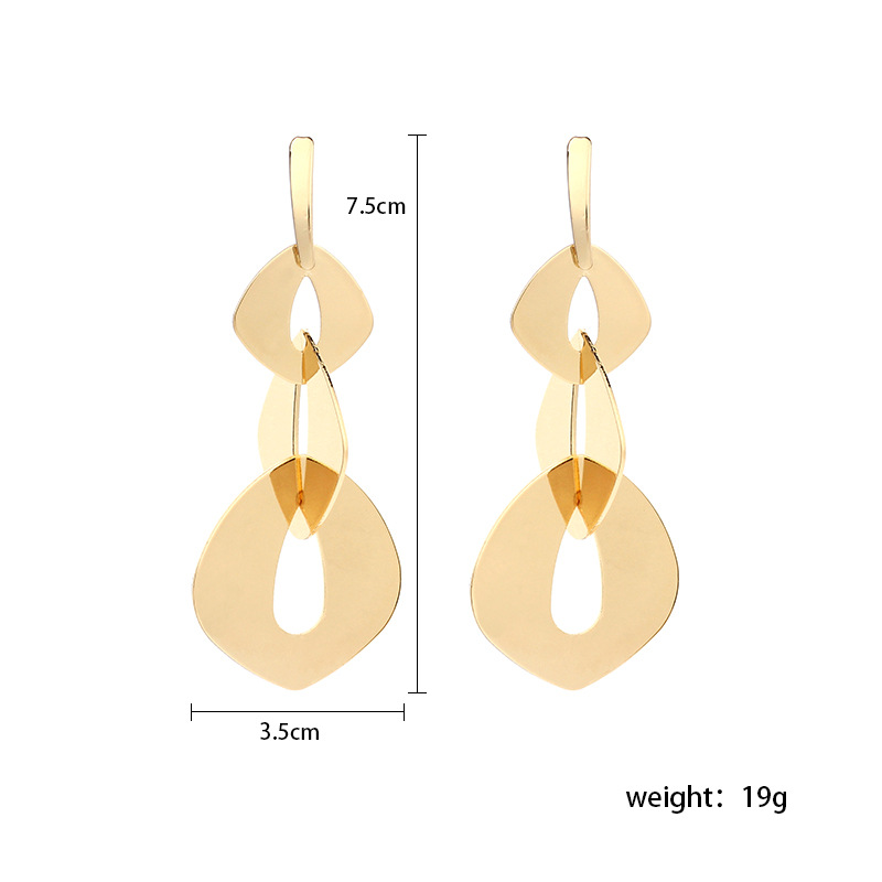 20g Weight Fashion Exaggerated Multi-layer Geometric Sequin Long Earrings Wholesale