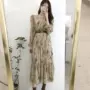 韩国v领春季碎花连衣裙
