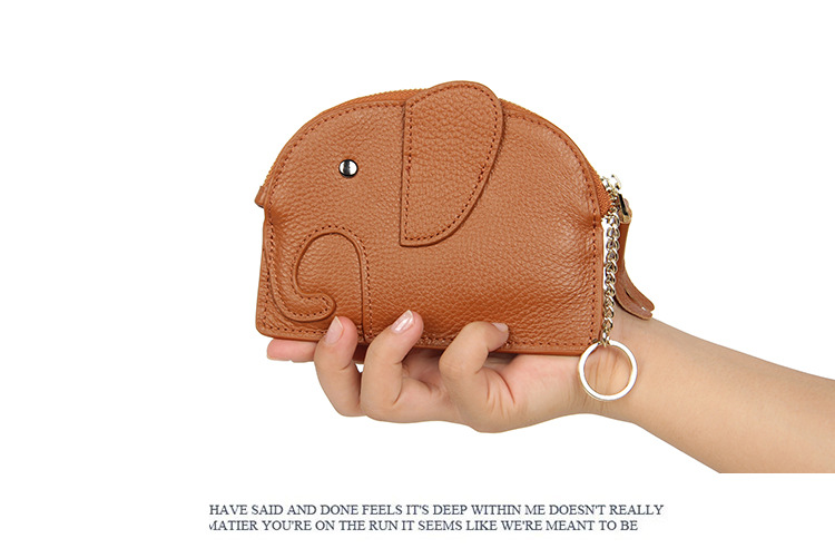 Leather Mini Coin Purse Keychain Cute Creative Elephant Coin Purse display picture 4