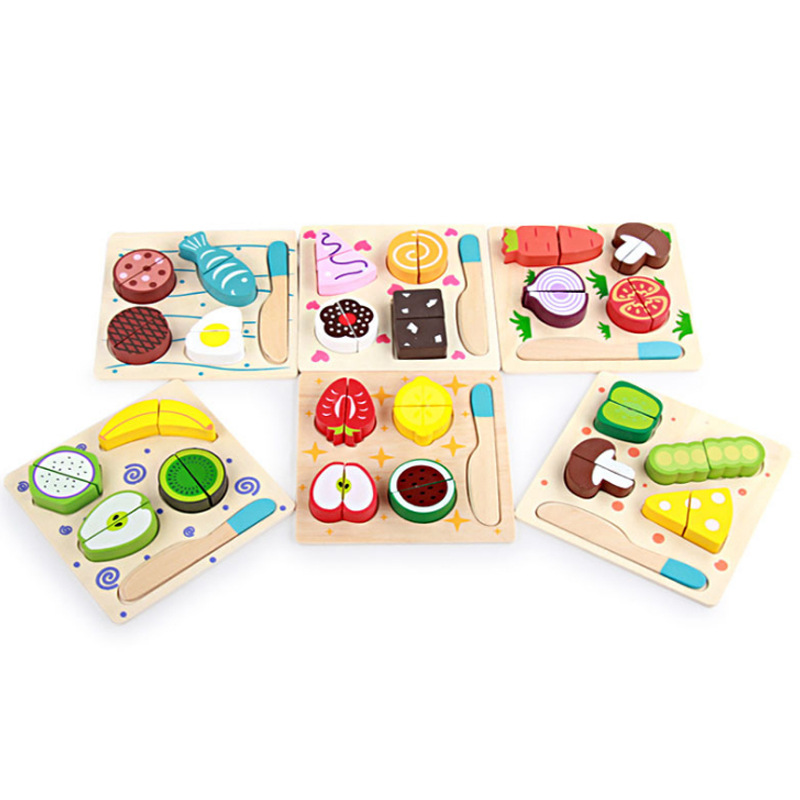 Casa de juego madera los niños juguetes fruta plana rompecabezas corte educación temprana cocina material didáctico Ventas Directas la fábrica