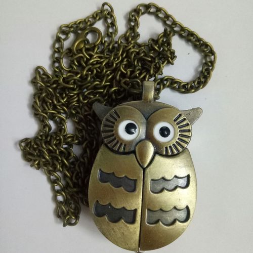 Quartz Cute Small Eagle Pattern Brown Color Memorial Necklace Watch 6106