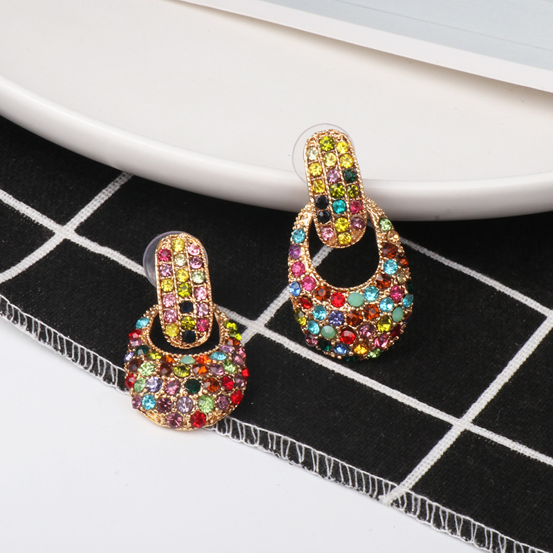 Fashion Simple Alloy Diamond-studded Earrings display picture 3