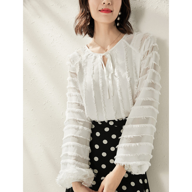 Autumn New Bandwidth Sleeve Chiffon Woman