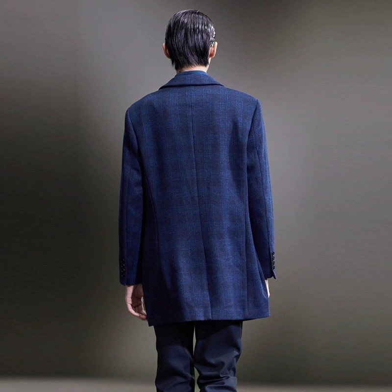 Зимний классический костюм-пиджак, шерстяной длинный шерстянойcoat, увеличенная толщина, средняя длина