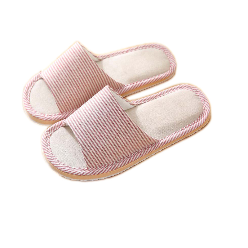 Factory goods pass couple cotton slippers female summer style linen home indoor wood flooring soft sole non-slip shoes spring and autumn