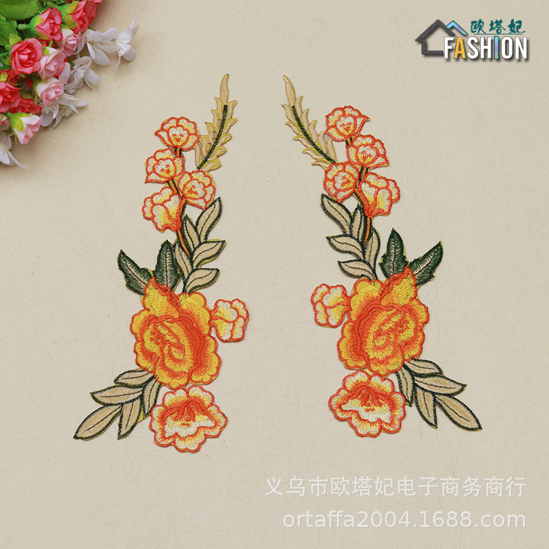 Ethnic Embroidery Peony Cloth Sticker Adhesive Ironing Repair Sticker DIY Performance Han Clothes Sticker Wedding Dress Embroidery Accessories
