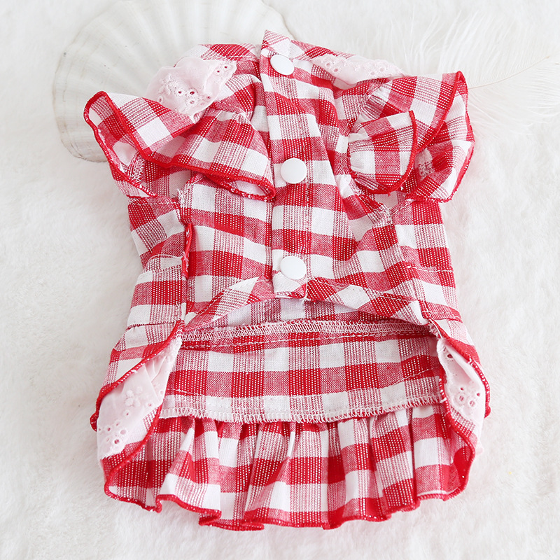 烫金格子花边裙