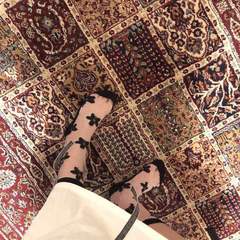 Korean-style crystal silk stretch HyunA flower mid-calf socks, trendy and unique transparent spring/summer socks—internet-famous, ultra-thin, layered-design stockings