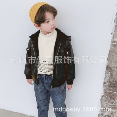 Cap Hooded winter 2019 Plush leather clothing coat