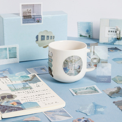 小清新盒装和纸贴纸 80枚入手帐贴纸DIY日常素材贴 12款|ru