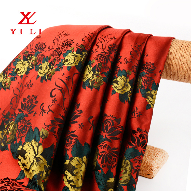 新款厂家供应提花面料展会提花旗袍花纹面料布料嵊州批发