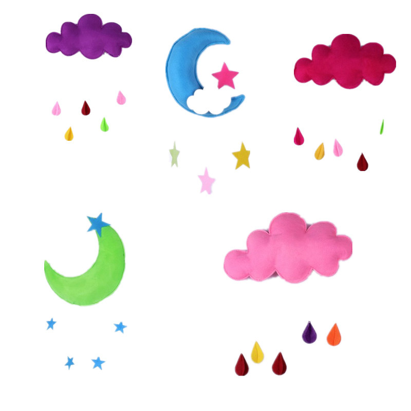 厂家不织布手工云朵月亮毛毡装饰房间摄影幼儿园舞蹈演出道具直销