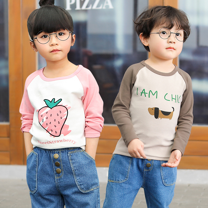 men and women Long sleeve T-shirt new pattern Children's clothing children Children Watermark Western style Base coat jacket On behalf of