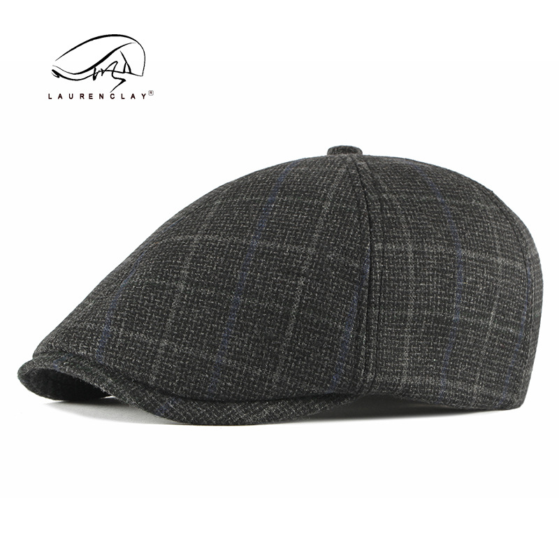 Nuevo sombrero de seis piezas retro británico de mediana edad y ancianos boina cálida forrada de vellón para hombre Otoño e Invierno